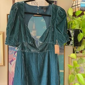 NWT Crushed Blue Velvet Cocktail Dress
